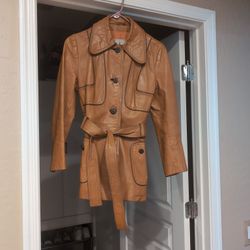Vintage Leather Jacket , Full Length Ladies 