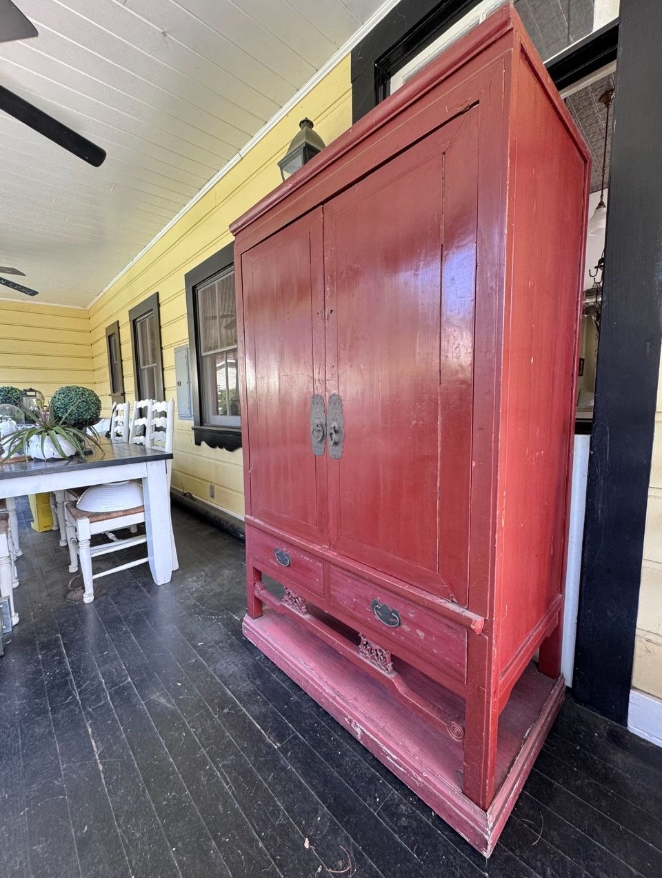 Antique/vintage Red Asian Wood Armoire Cabinet