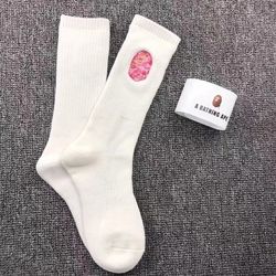 One Piar Of Pink Bape Head Socks