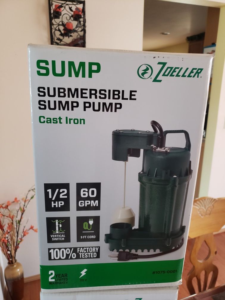 BRAND NEW - Zoeller 1/2 HP cast iron sump pump