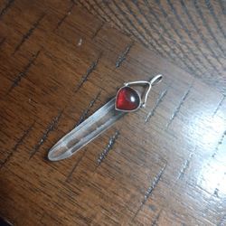 Silver Quartz And Garnet Pendant 