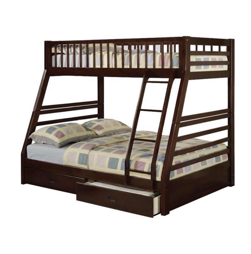 Twin over full wooden bunk bed