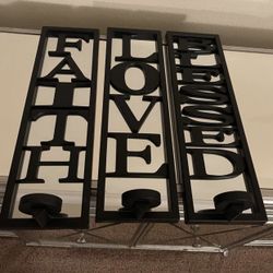 3 piece black/mirror blessed, LOVE wall art pre-owned PICK-UP in Round Rock