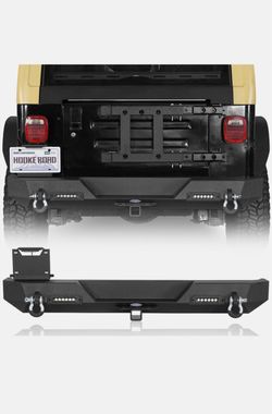 For 1(contact info removed) Jeep Wrangler YJ TJ Rear Bumper w/2x LED Lights & D-Rings Assembly