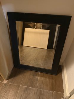 Black Wood Framed Wall Mirror – 30” x 22”