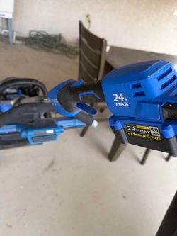 Used kobalt 80v mower and blower with 24 volt weed eater
