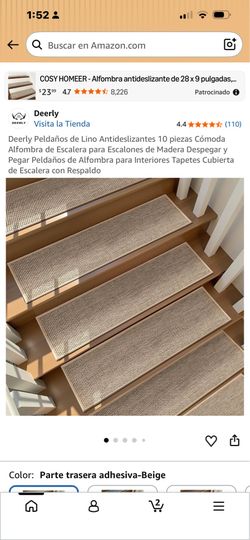 Alfombra de Escalera para Escalones de Madera Despegar y Pegar Peldaños de Alfombra para Interiores Tapetes Cubierta de Escalera con Respaldo
