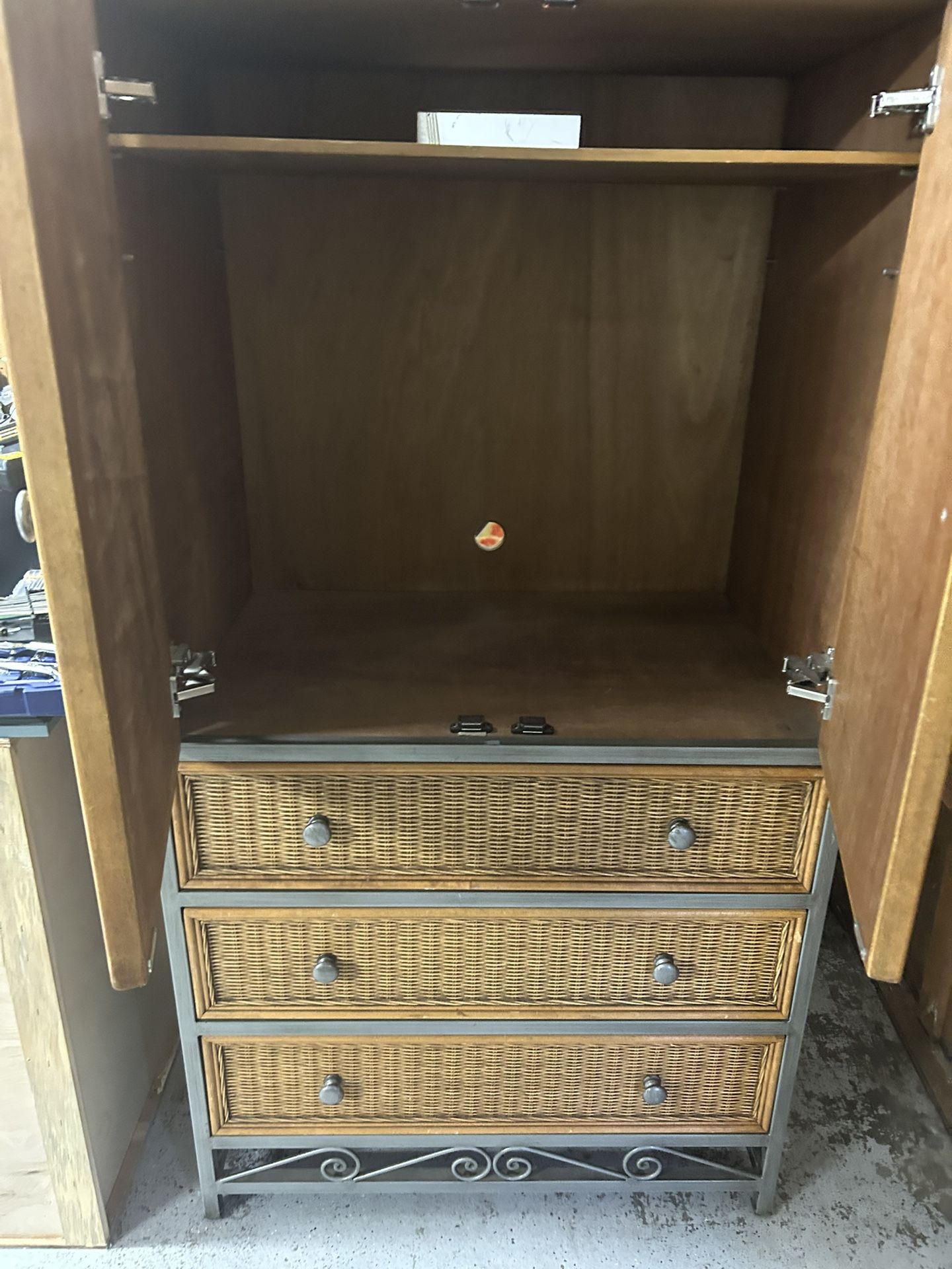 Pier 1 Rattan Armoire Wardrobe Cabinet
