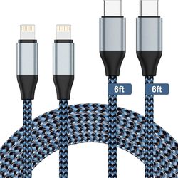 USB C to Lightning Cable, 2Pack 6FT【Apple MFi Certified】 Nylon Braided iPhone 14 Charger Cord Compatible with iPhone 14/13/13Pro/13Mini/12/12Pro/11/11
