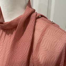 Ottod’Ame NWOT Thin Silky Polyester Neck Tie Sleeves Ruffled Hem Dress, 6