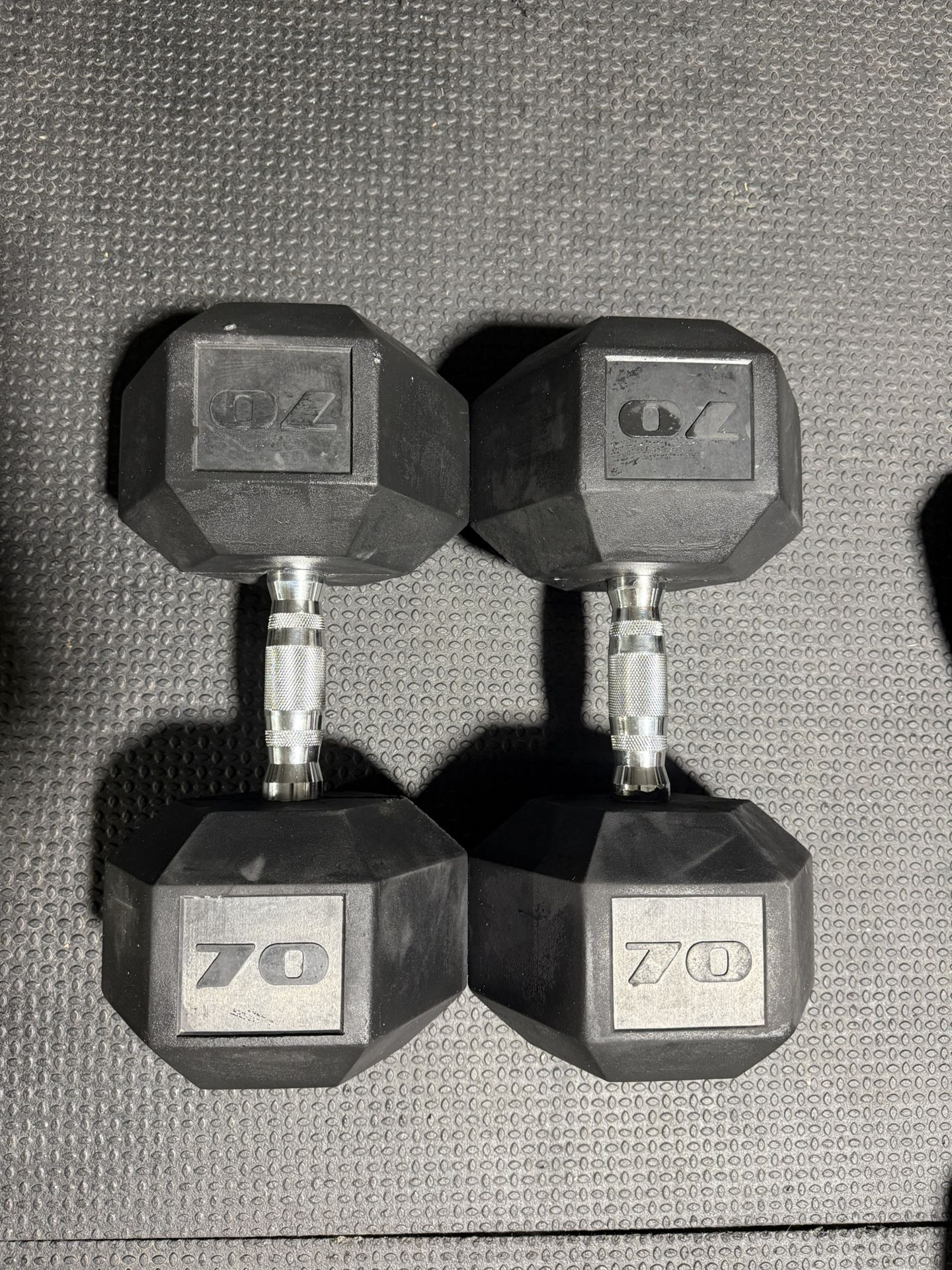 Set of 70 Lb Hex Dumbbells