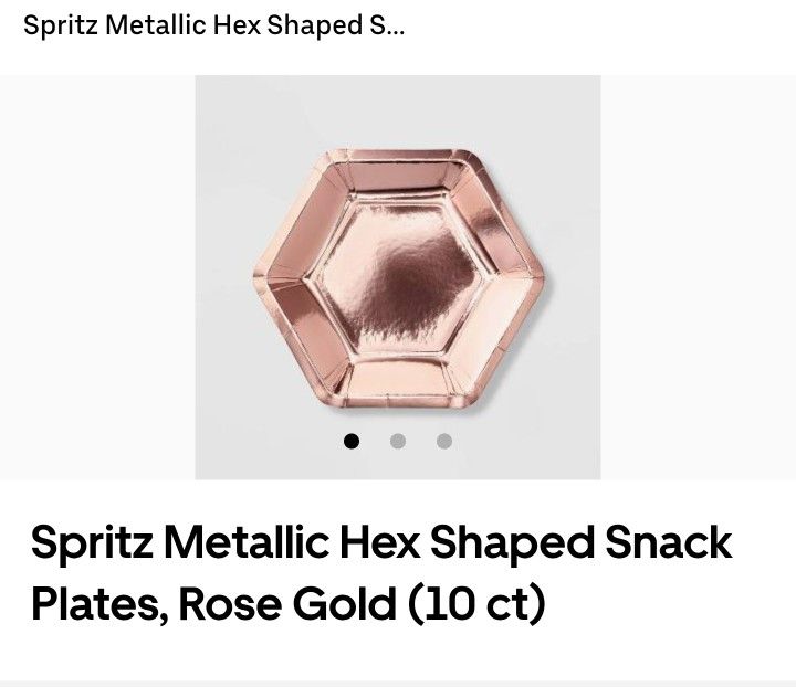 15 Packs Of . Spritz Metallic Hex Shaped Snack Plates, Rose Gold (10 ct) ( Moving Out Sale)