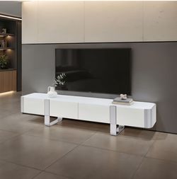 Tv stand max tv size 85" Silver / White Finish, New Especial price