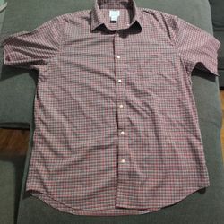 LL Bean Shirt Mens Large Button Down Traditional Fit Red Plaid Stretch