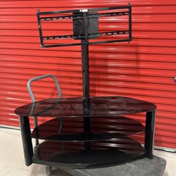 Metal Tv Stand With Mount & Glass Shelves