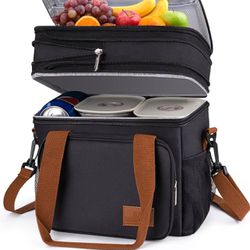 Brandnew Lunch Box for Men, 17L Insulated Cooler Lunch Bag Women Expandable Double Deck Lunch Cooler Bag,Lightweight Leakproof Lunch Tote Bag, Suit Fo