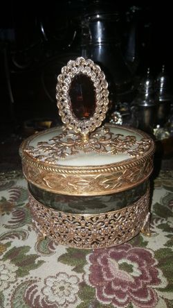 Antique French Apollo Powder Puff dish