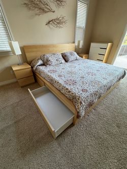 King bed frame and mattress