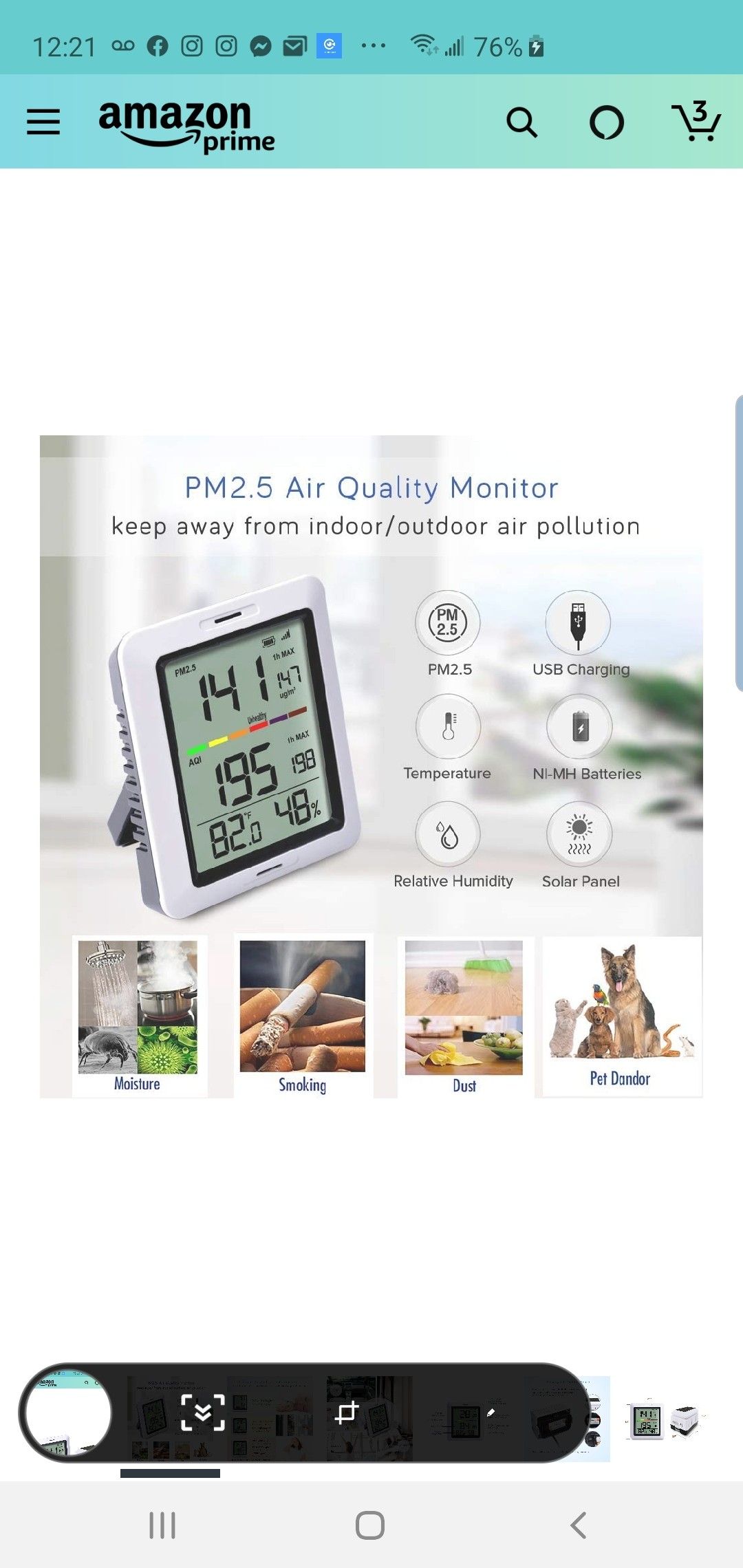 Wireless air quality tester