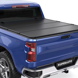 KUIPERAUTO 5.8FT Hard Tri Truck Bed Tonneau Cover Compatible For 2019-2025 2026 Chevrolet Silverado GMC Sierra 1500 (2019 New Body) - 69.6 Inch - W/O 