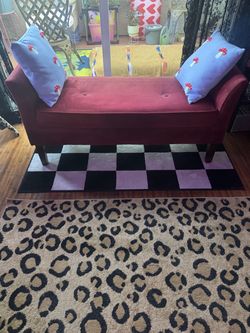 Burgundy Suede Bench