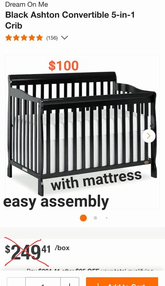 Convertible Crib. Easy Assembly