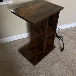 Nightstand with Built-in OUTLET, 2 Shelves