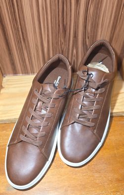 New Good Fellow Brown Leather Low-Top Sneakers