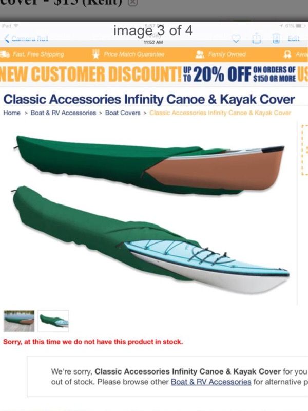 Kayak or canoe canvas cover