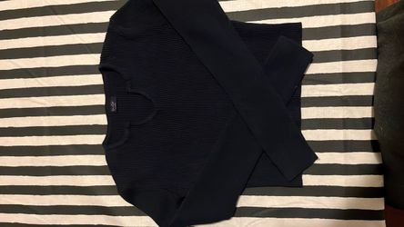 Navy Blue Ribbed Knit Sweater John golt Sz S