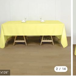 NEW 60"x126" Yellow Polyester Rectangular Tablecloth