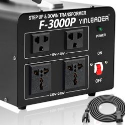 Yinleader 3000 Watt Voltage Converter Transformer Step Up 110V to 220V or Step Down 220V to 110V Power Converter Adapter for use in The United States 