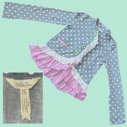Matilda Jane Lead The Way Jacket Polka Dots Ruffled Hem Pink Gray Size 8