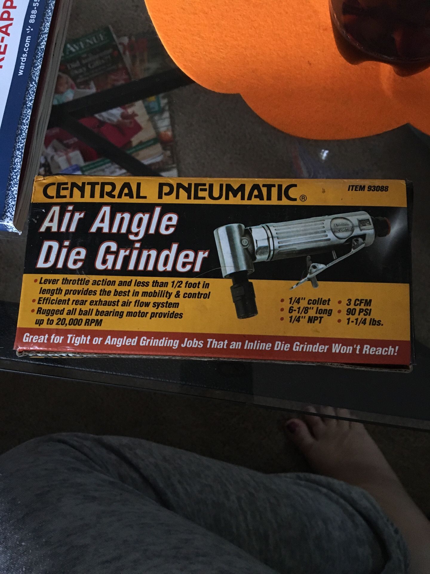 Central Pneumatic Air Angle Die Grinder