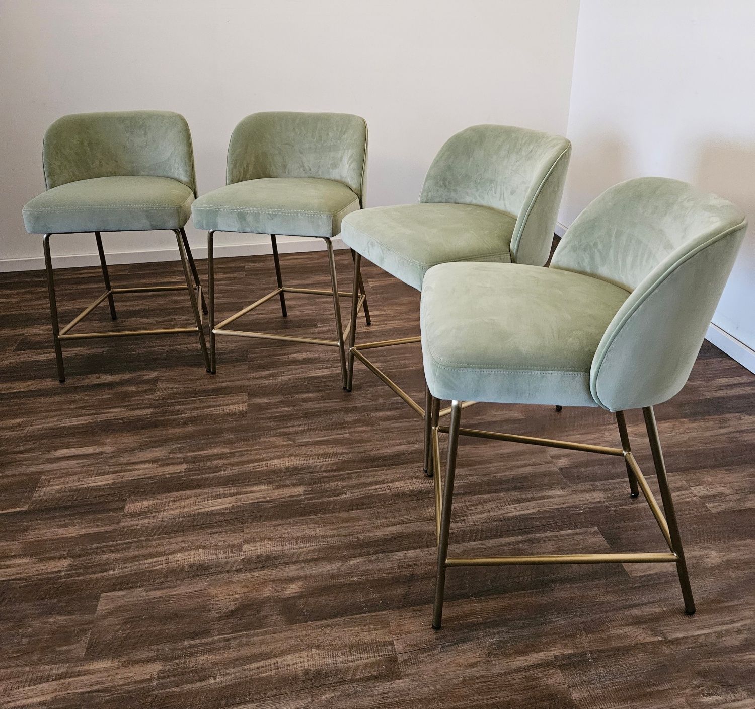 Set of 4 Counter Stools Velvet New - Delivery Available