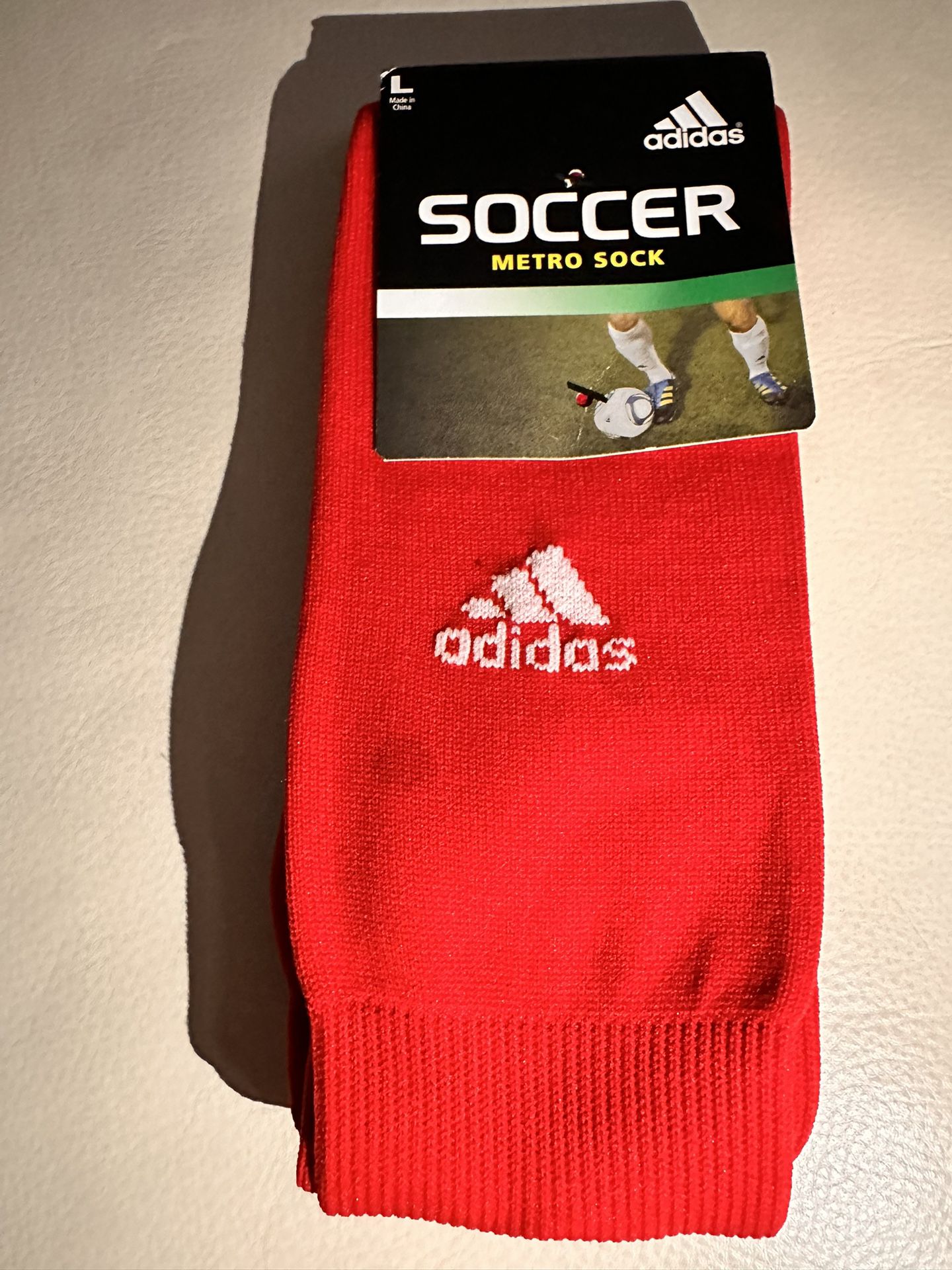 ADIDAS UNISEX- ADULT METRO SOCK Socks (1 PAIR SIZE L) SOCCER. ARCH & ANKLE COMPRESSION. RED  89% nylon, 8% polyester, 2% natural latex rubber, 1% span