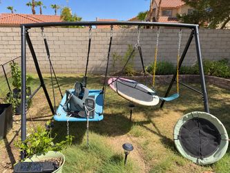 Outdoor Metal Swing Set with Multiple Swings