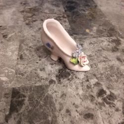 Vintage Porcelain Miniature Victorian Shoe Germany Pink Flowers