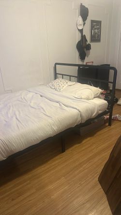 Queen size mattress And Black Steel Bedframe