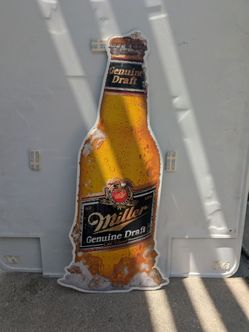 Miller Genuine Draft Bottle-Shaped Tin Sign