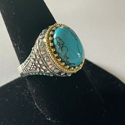 Turquoise And Silver Men’s Ring