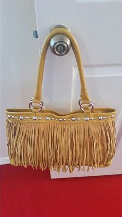 LEATHER AND SUEDE FRINGE PURSE