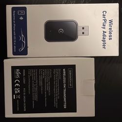 Wireless CarPlay Adapter and Wireless FM Transmitter bluetooth for car