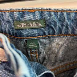 Blue denim wide leg jeans