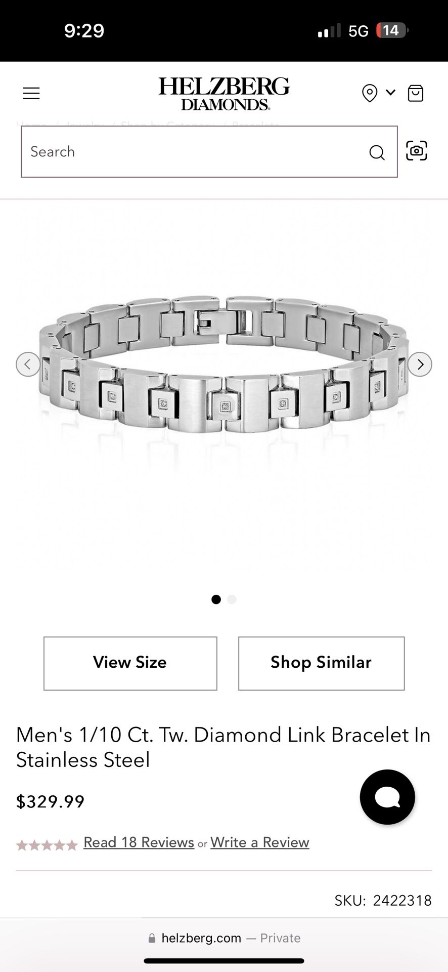 Men’s Bracelet Stainless Steel 19 Diamonds