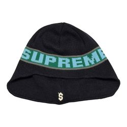 RARE Supreme New York Earflap Navy Blue Green Beanie FW23 One Size Fits All OSFA Skater
