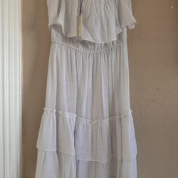 White Off Shoulder Dress Size Large - New!