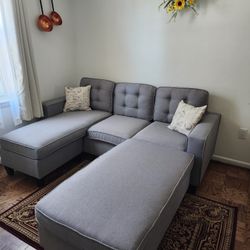 L Shape Sectional Sofa Couch With Ottoman 