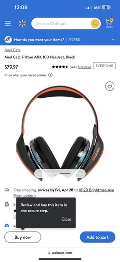 Mad Catz Tritton ARK 100 Headset, Black