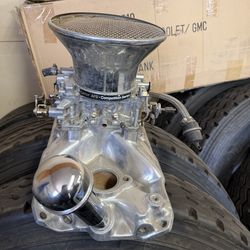 TM-1 edlebrock intake for small block chevy with carter competition carburetor